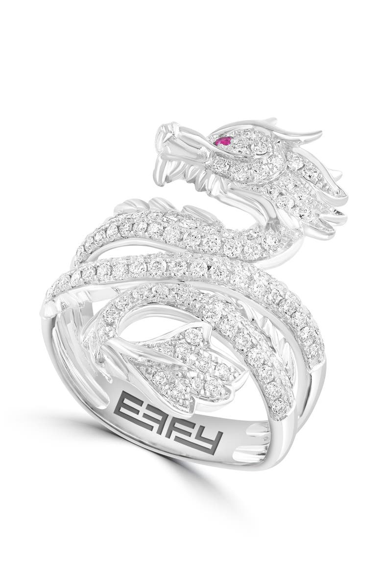 14K White Gold Diamond, Natural Ruby Ring, Main, color, Hematite and FW Blush Pearl