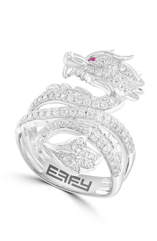 Effy 14k White Gold Diamond,natural Ruby Ring In Hematite And Fw Blush Pearl