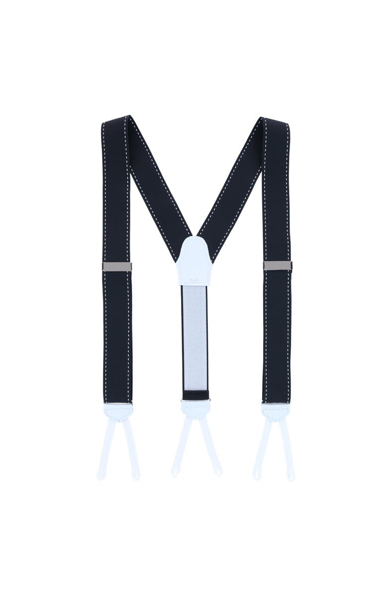Trafalgar Freeman Edge Stitching Runner End Ribbon Suspenders, Alternate, color, Black