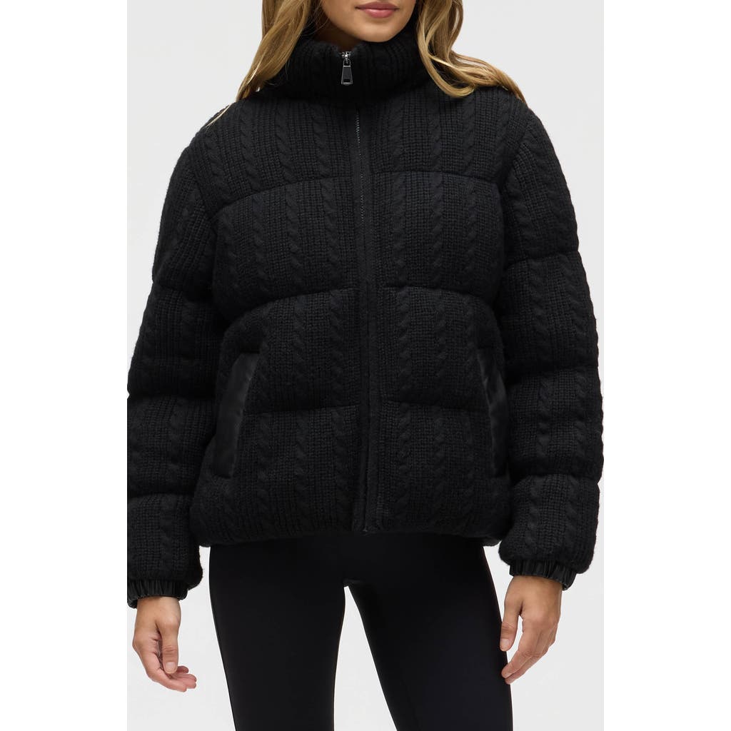 NVLT Cable Stitch Channel Quilted Puffer Jacket in Black  product