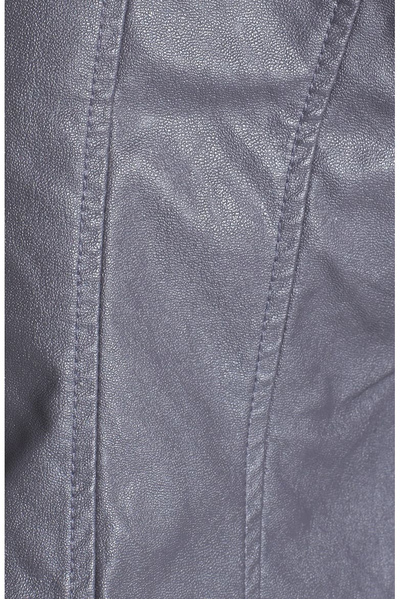 Contrast Sleeve Faux Leather Jacket, Alternate, color, GREY