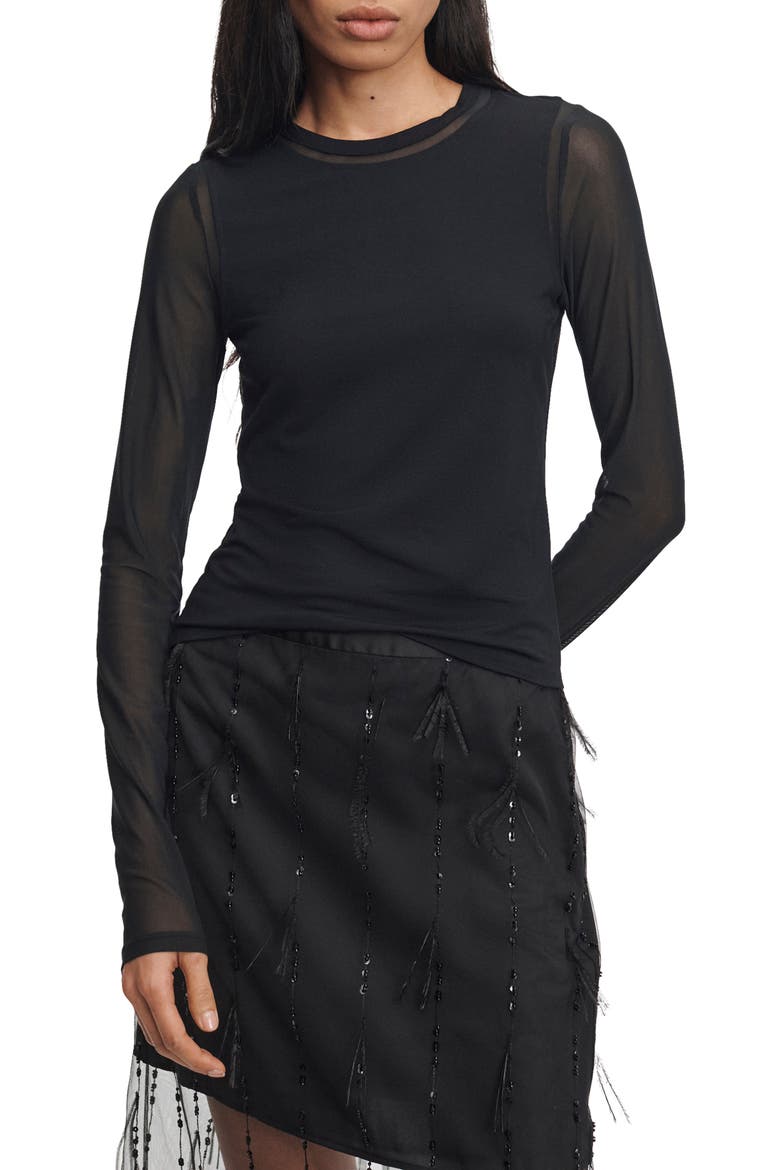 Luca Shadow Long Sleeve Top, Main, color, BLACK