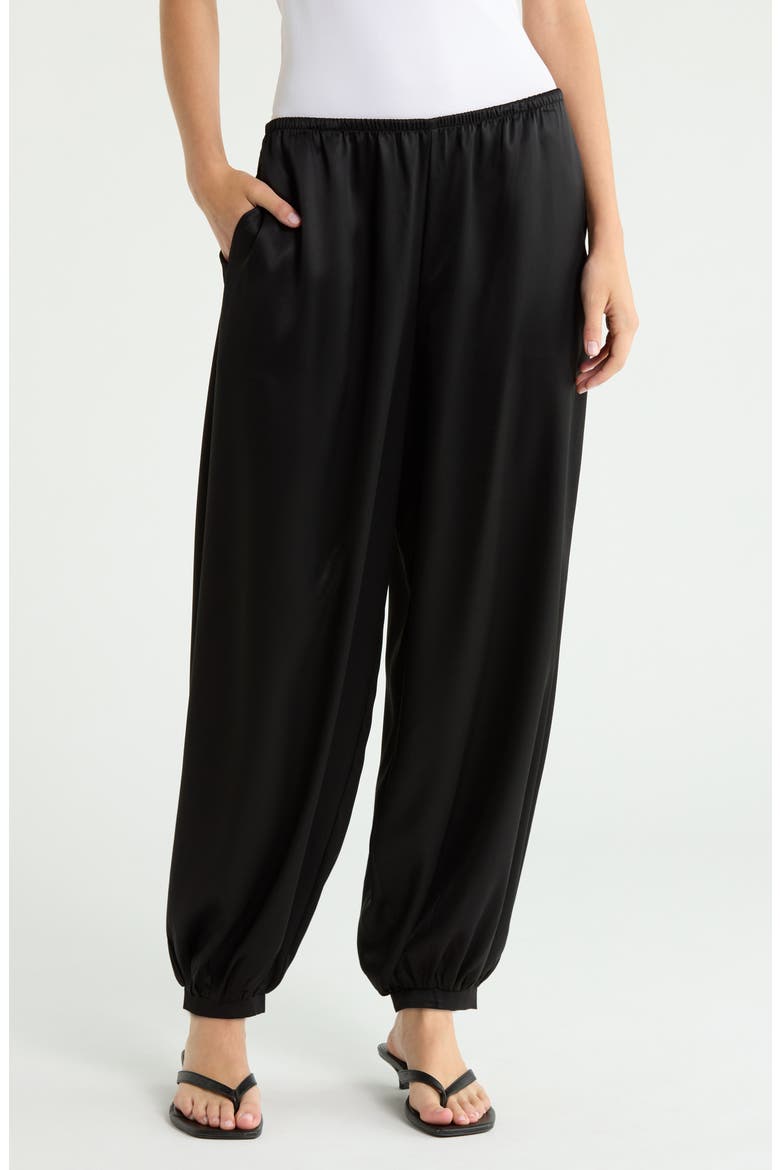 Aven Cuffed Satin Pants, Main, color, BLACK