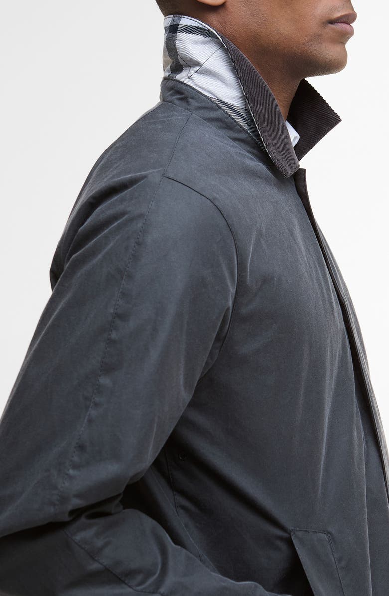 Barbour Lorden Waxed Mac Jacket, Alternate, color, Grey