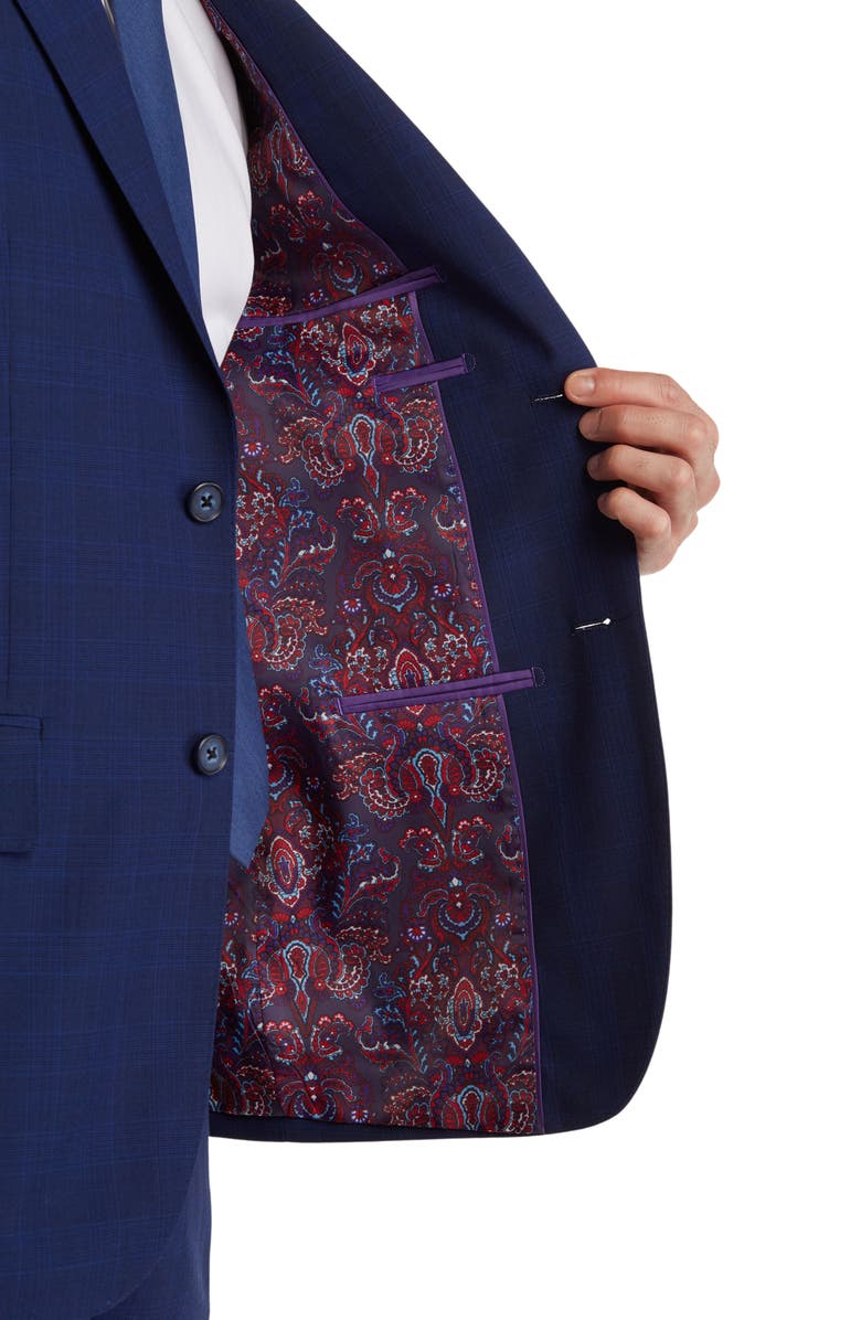 English Laundry Plaid Two Button Notch Lapel Trim Fit Wool Blend Suit, Alternate, color,