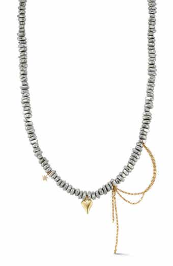 CHLOE AND MADISON Beaded Heart Pendant Necklace