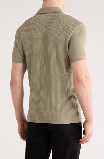 Textured Half Zip Polo