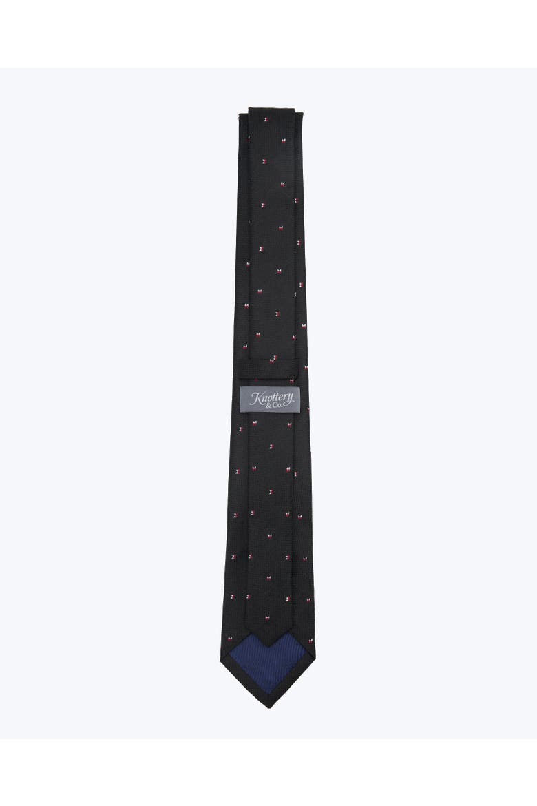 Twin Bows Silk Jacquard Tie, Alternate, color, Black
