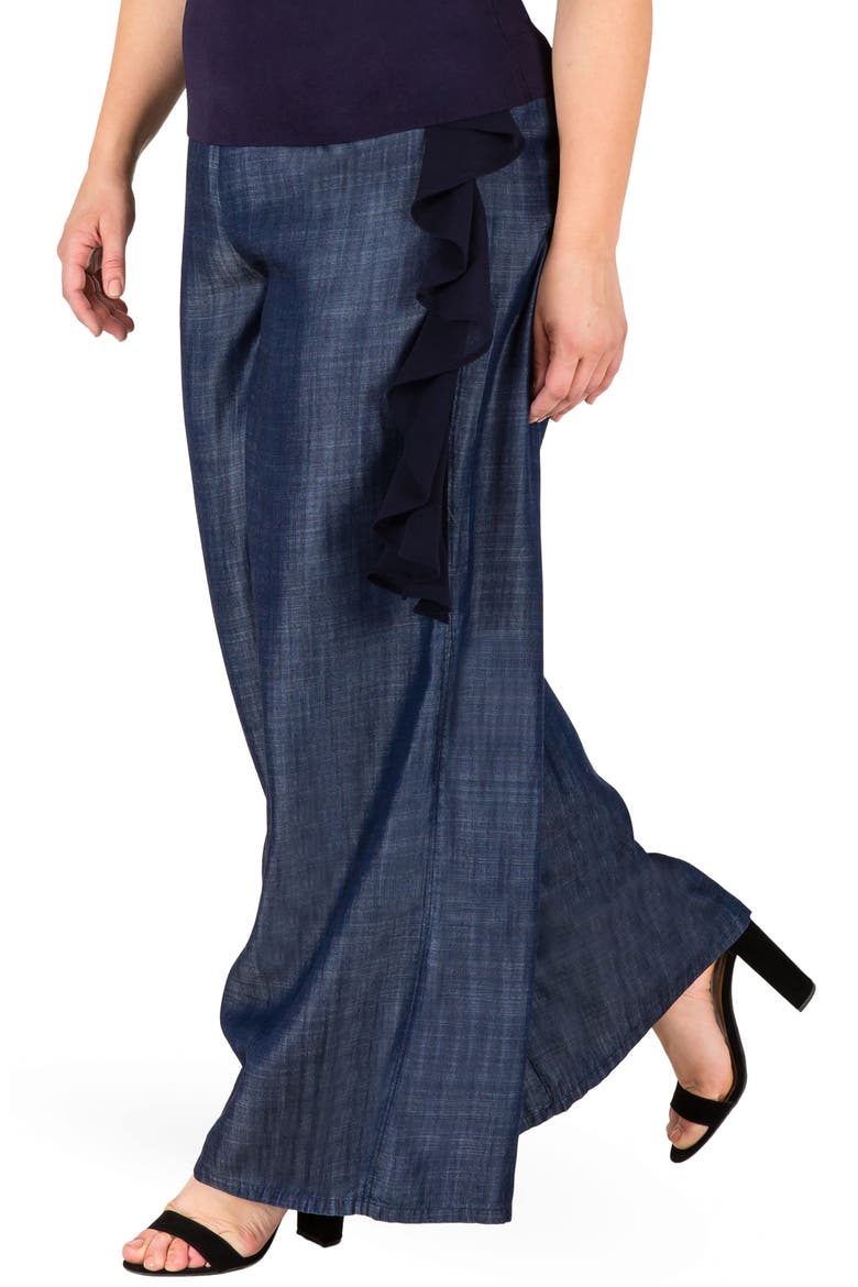 Olga Wide Leg Denim Pants, Alternate, color, INDIGO