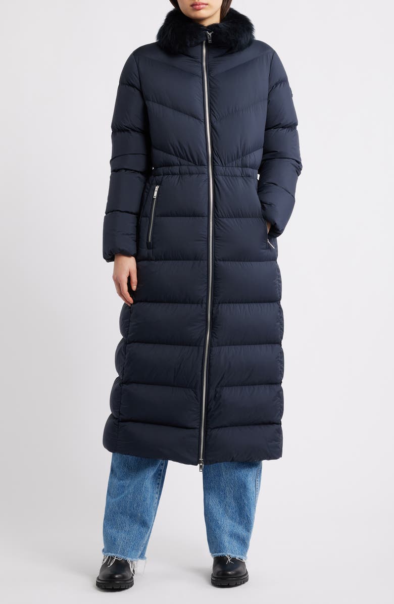 Moose Knuckles Belle Cote Down Puffer Coat with Genuine Shearling Collar, Main, color, Navy W/ Navy Sh