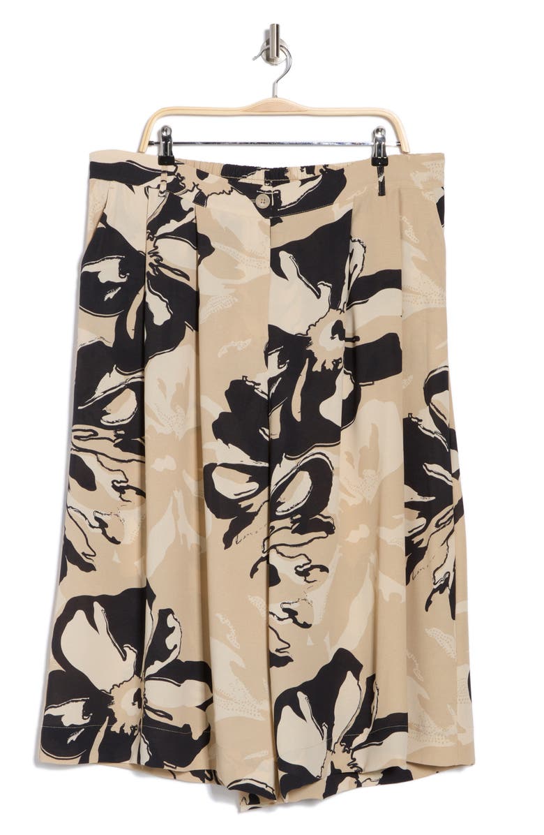 Adrianna Papell Pleat Wide Leg Pants, Alternate, color, Khaki/ Black Sunset Floral