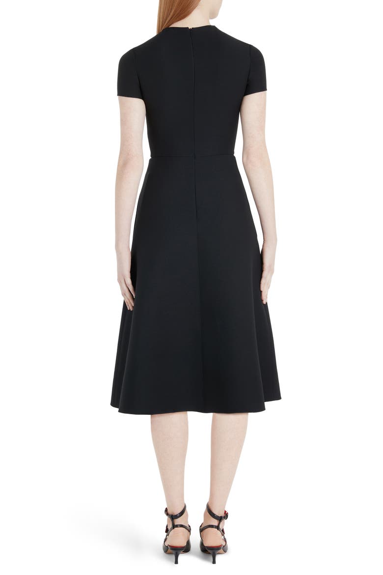 Butterfly Embroidered Lace Panel Midi Dress, Alternate, color, 0NO-BLACK
