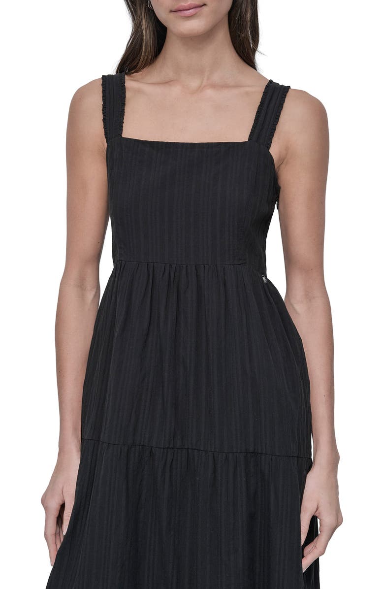 DKNY Jeans Square Neck Tiered Cotton Maxi Dress, Alternate, color, Black