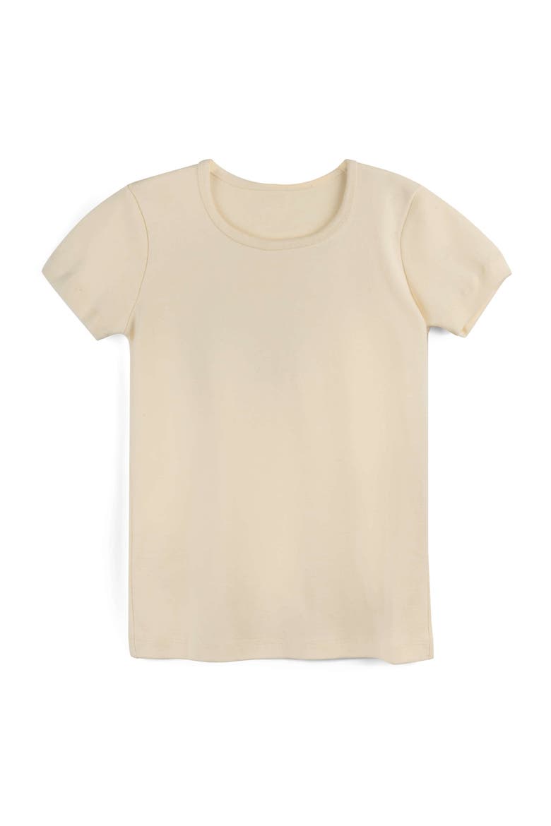 Organic Cotton Short Sleeve Ribbed Scoop Neck Tee, Main, color, Ivory