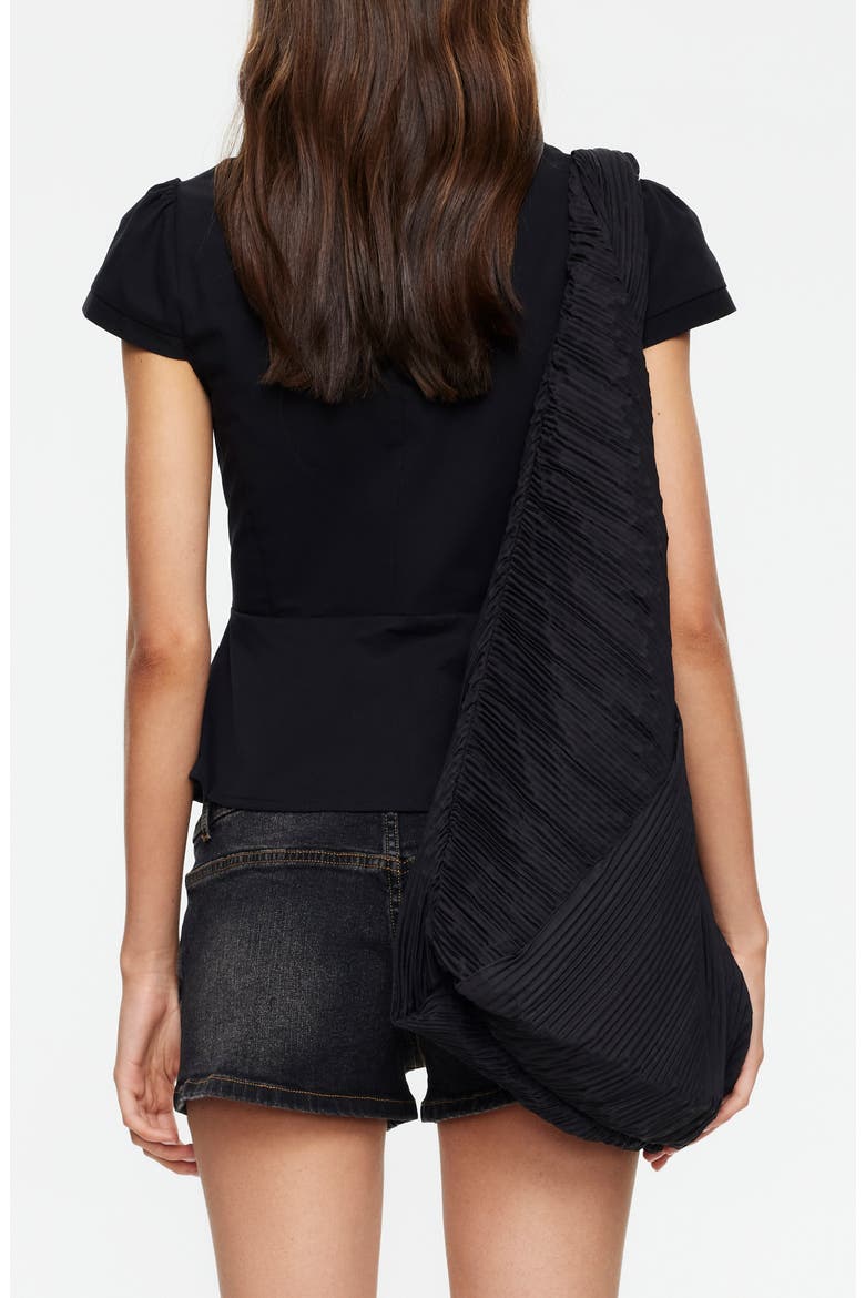 Kendall Split Front Cotton Button-Up Top, Alternate, color, NOIR