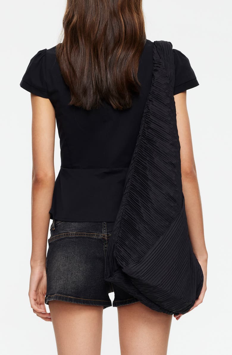 LIONESS Kendall Split Front Cotton Button-Up Top, Alternate, color, Noir