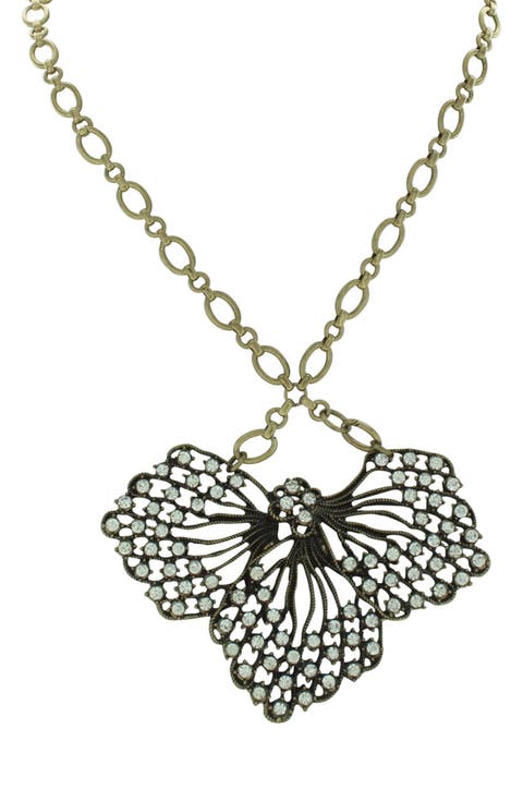 Antiqued Flower Petal Statement Necklace