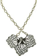 OLIVIA WELLES Antiqued Flower Petal Statement Necklace