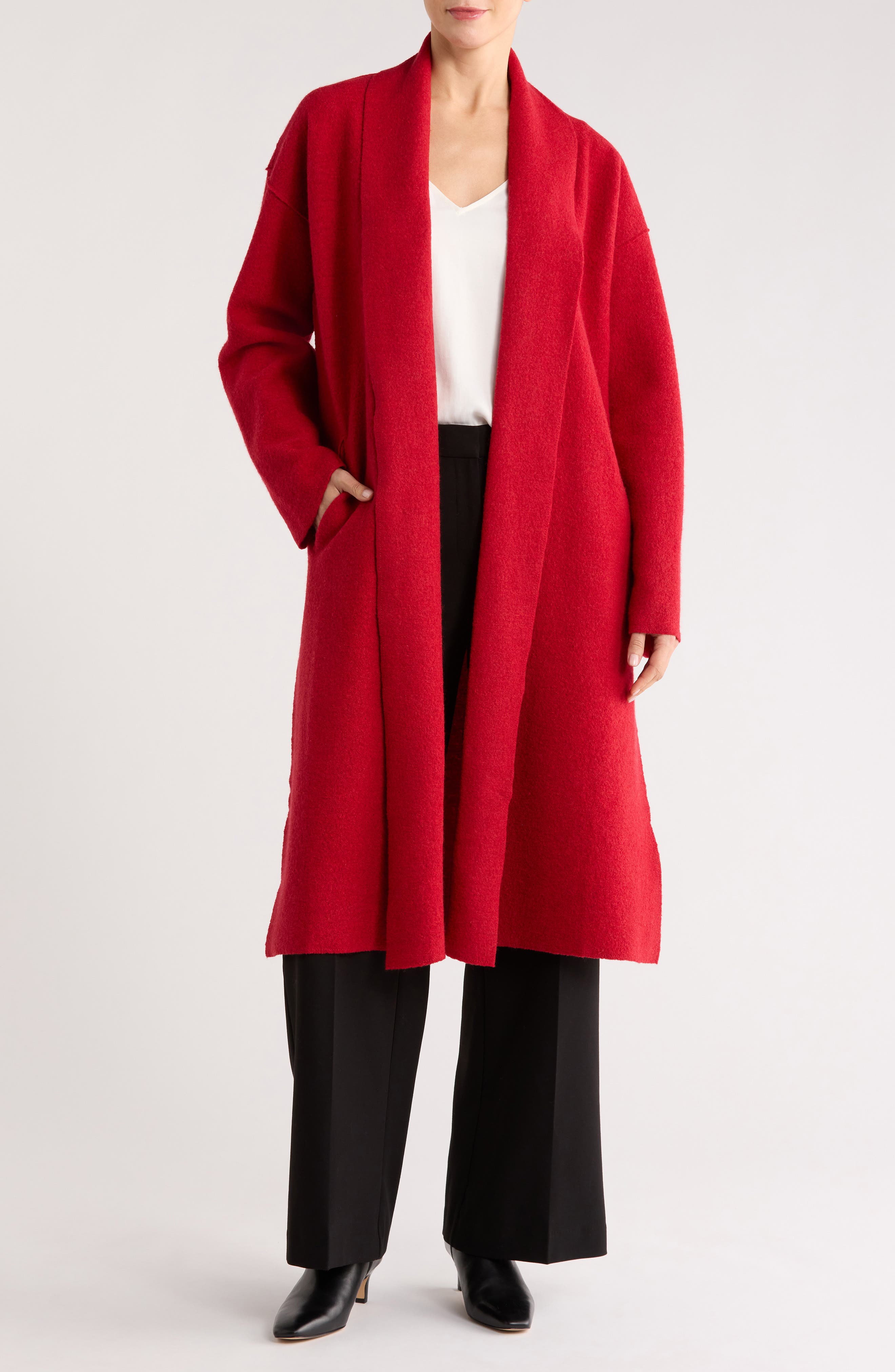 Eileen Fisher High Collar Wool Felted Coat