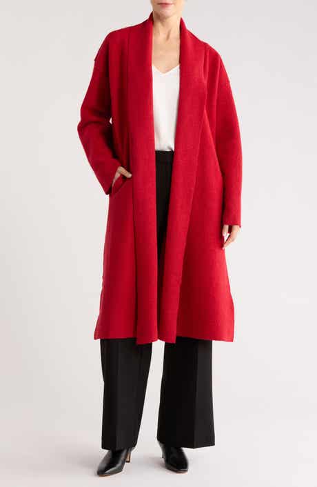 Eileen Fisher High Collar Wool Felted Coat