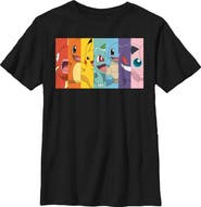 POKEMON Boy's Pokemon Character Box-up Rainbow Graphic T-Shirt
