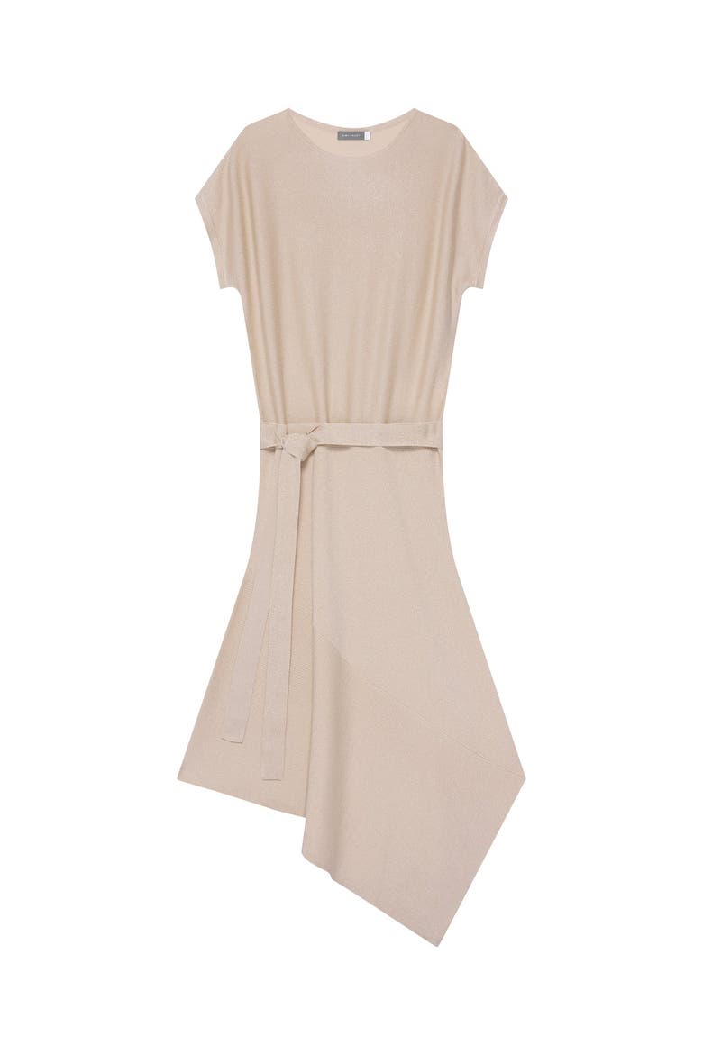 Metallic Asymmetric Knit Midi Dress, Alternate, color, Stone