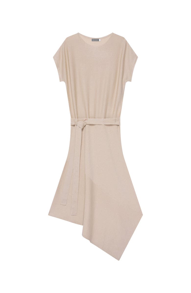 MINT VELVET Metallic Asymmetric Knit Midi Dress, Alternate, color, Stone