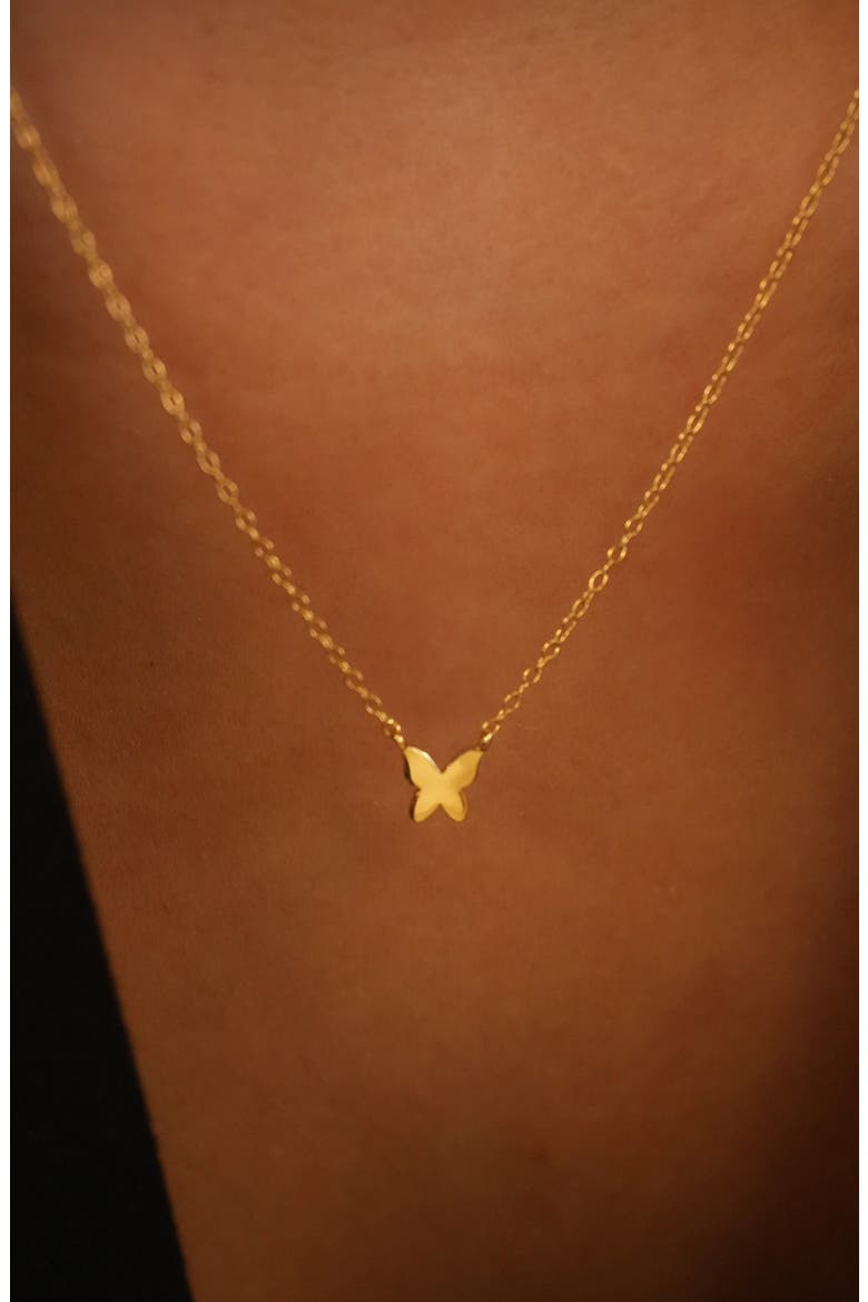 Butterfly Pendant Necklace, Alternate, color, GOLD