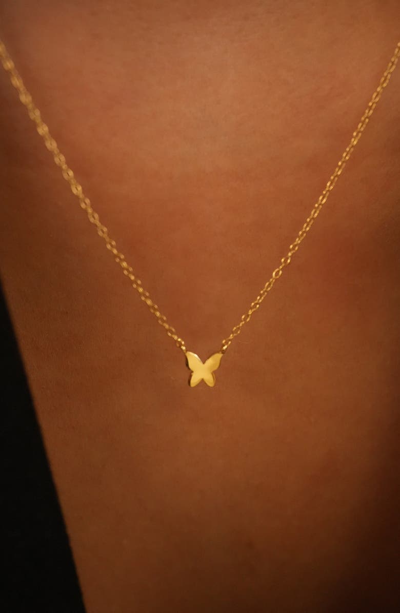 Argento Vivo Sterling Silver Butterfly Pendant Necklace, Alternate, color, Gold