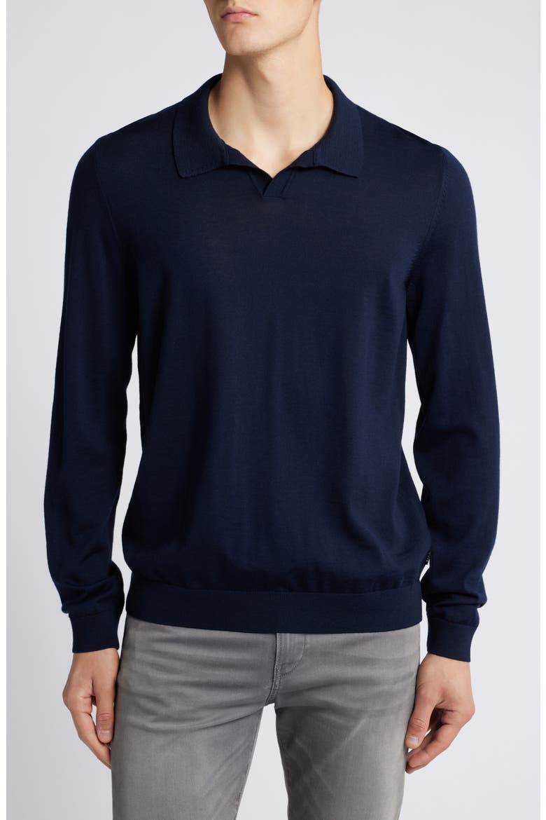 Enord Long Sleeve Wool Polo Sweater, Main, color, DK BU
