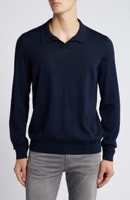 BOSS Enord Long Sleeve Wool Polo Sweater
