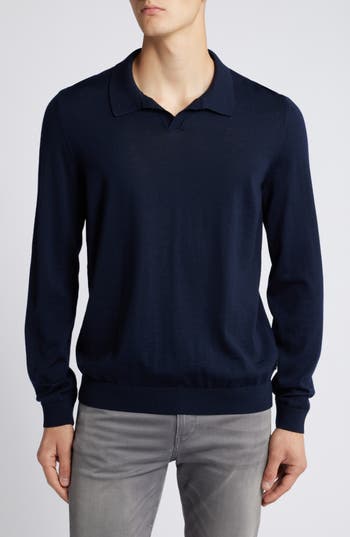 HUGO BOSS BOSS ENORD LONG SLEEVE WOOL POLO SWEATER 