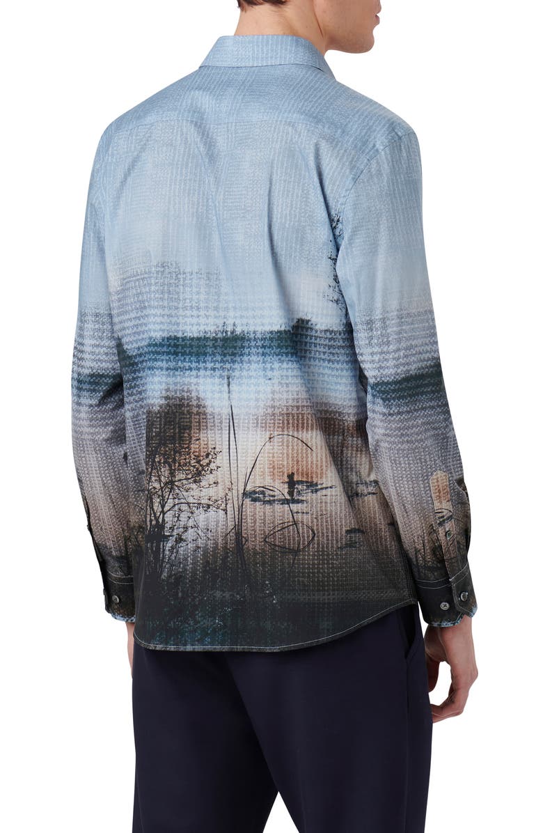 Bugatchi Julian Photoprint Cotton Button-Up Shirt, Alternate, color, 
