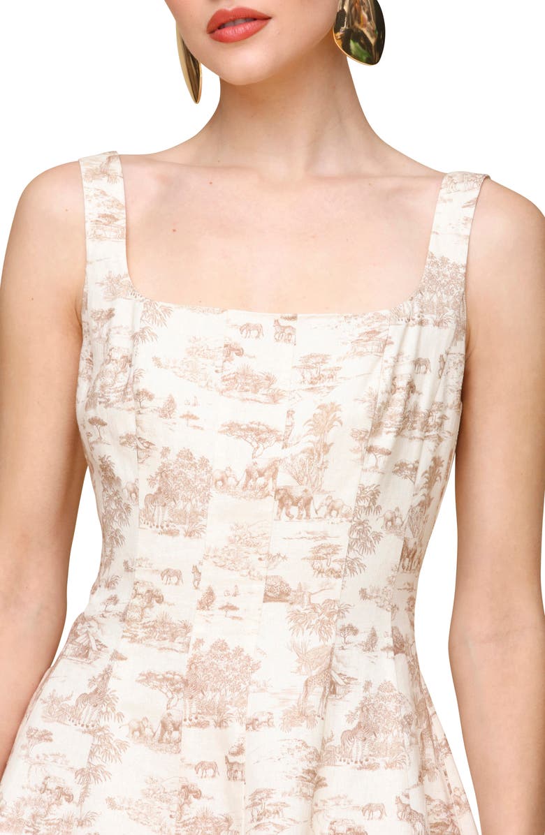 Avec Les Filles Panel Detail Linen Blend Minidress, Alternate, color, Safari Toile Khaki