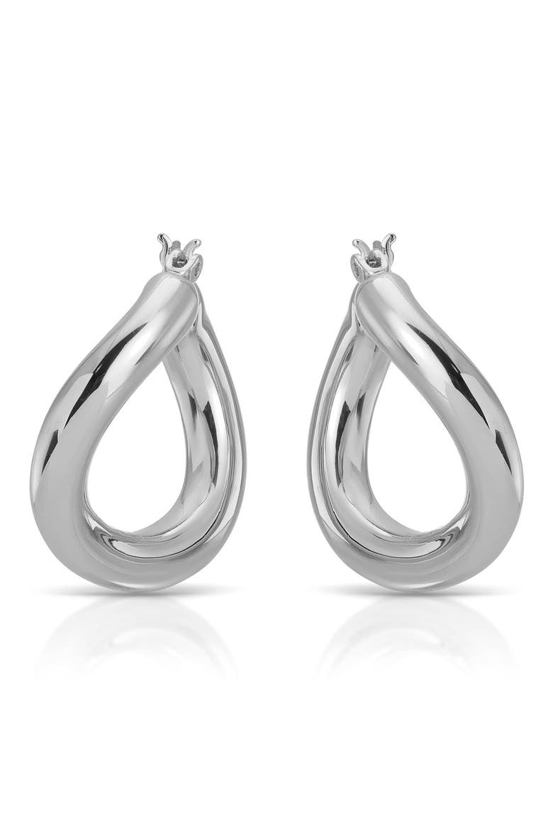Curved Classic Hoop Earrings, Alternate, color, SILVER