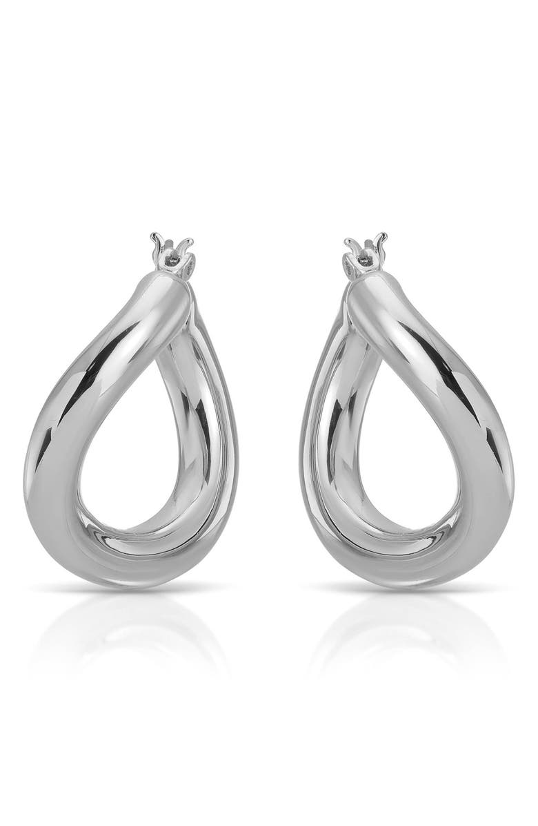Ettika Curved Classic Hoop Earrings, Alternate, color, Silver