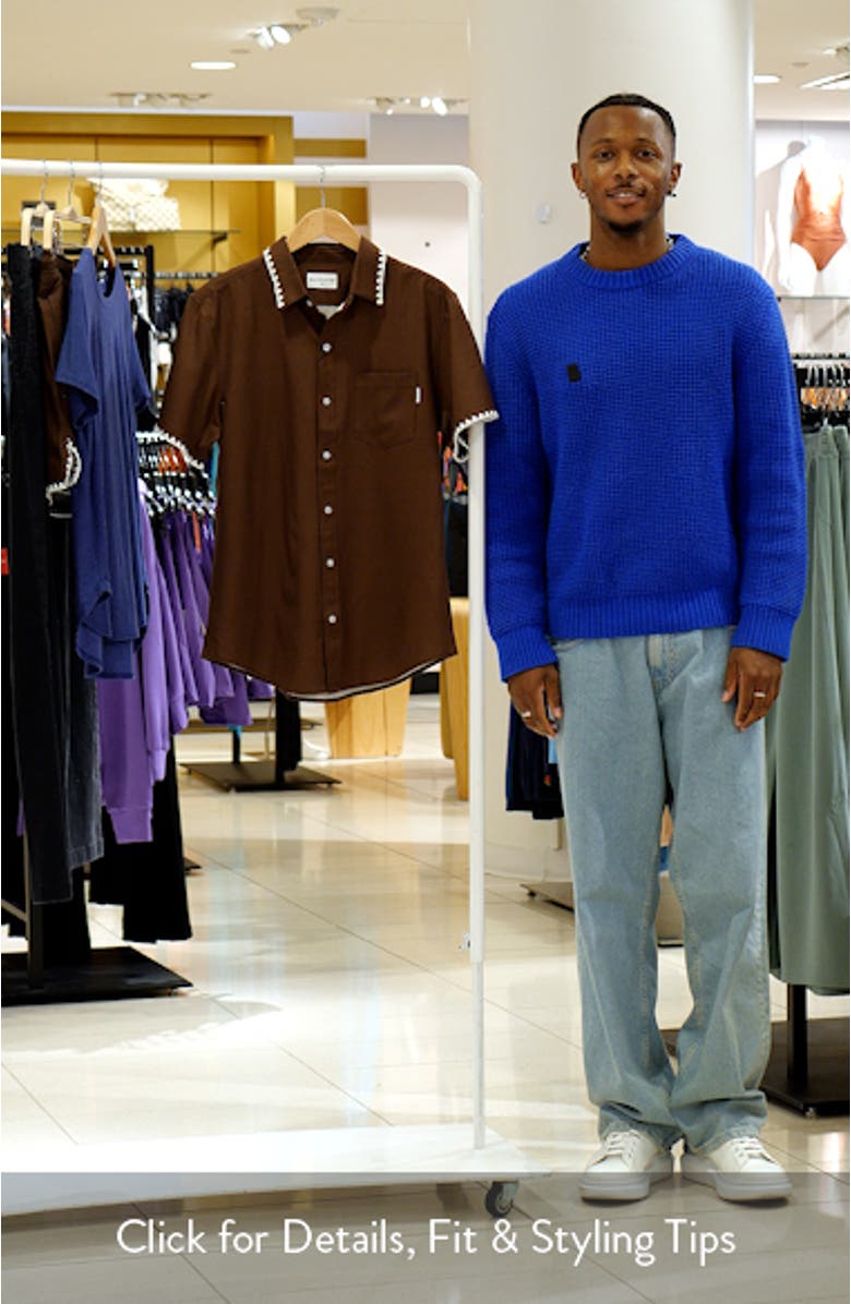 Blanket Stitch Short Sleeve Performance Button-Up Shirt, sales video thumbnail