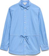 M&S Stripe Drawcord Waist Cotton Button-Up Shirt