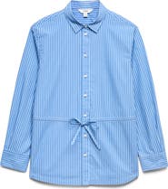 M&S Stripe Drawcord Waist Cotton Button-Up Shirt