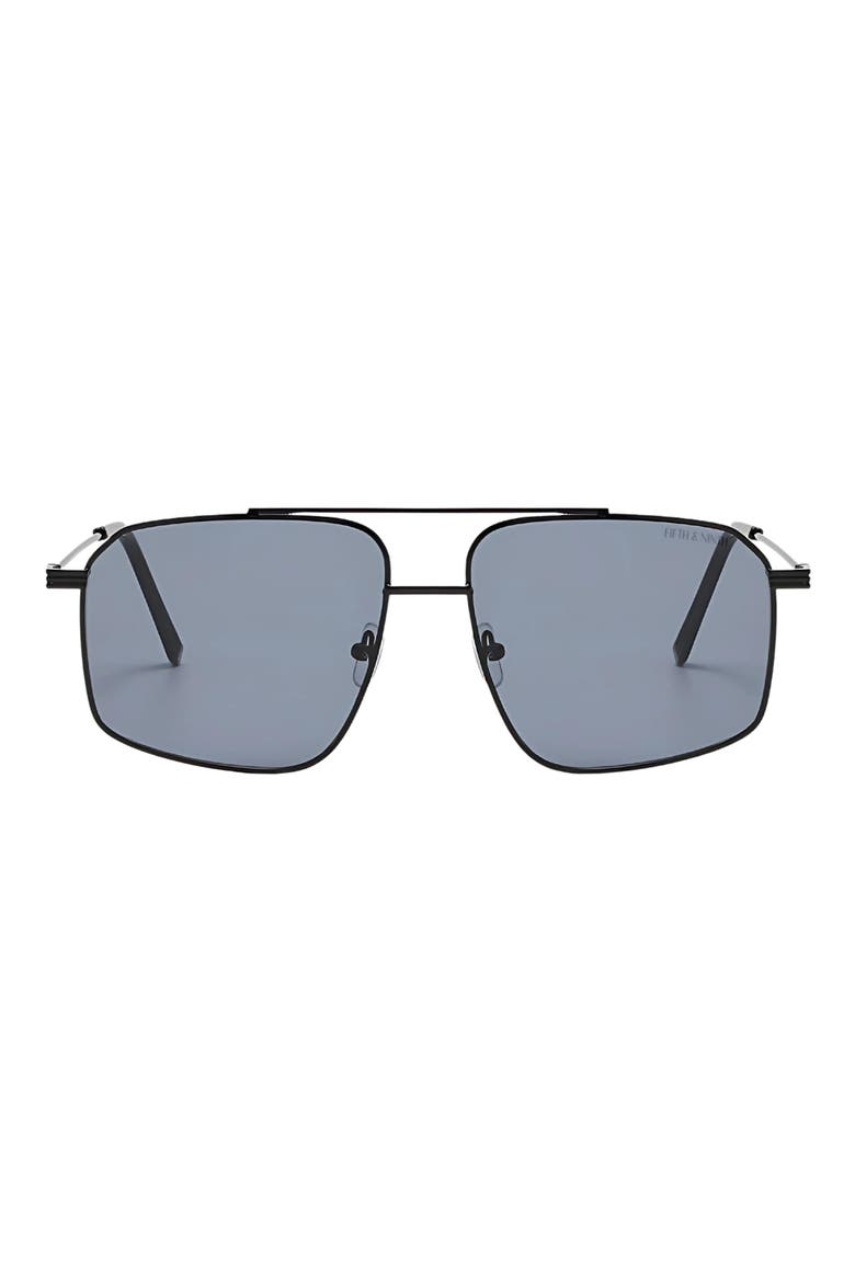 Arden 56mm Polarized Aviator Sunglasses, Main, color, BLACK / BLACK