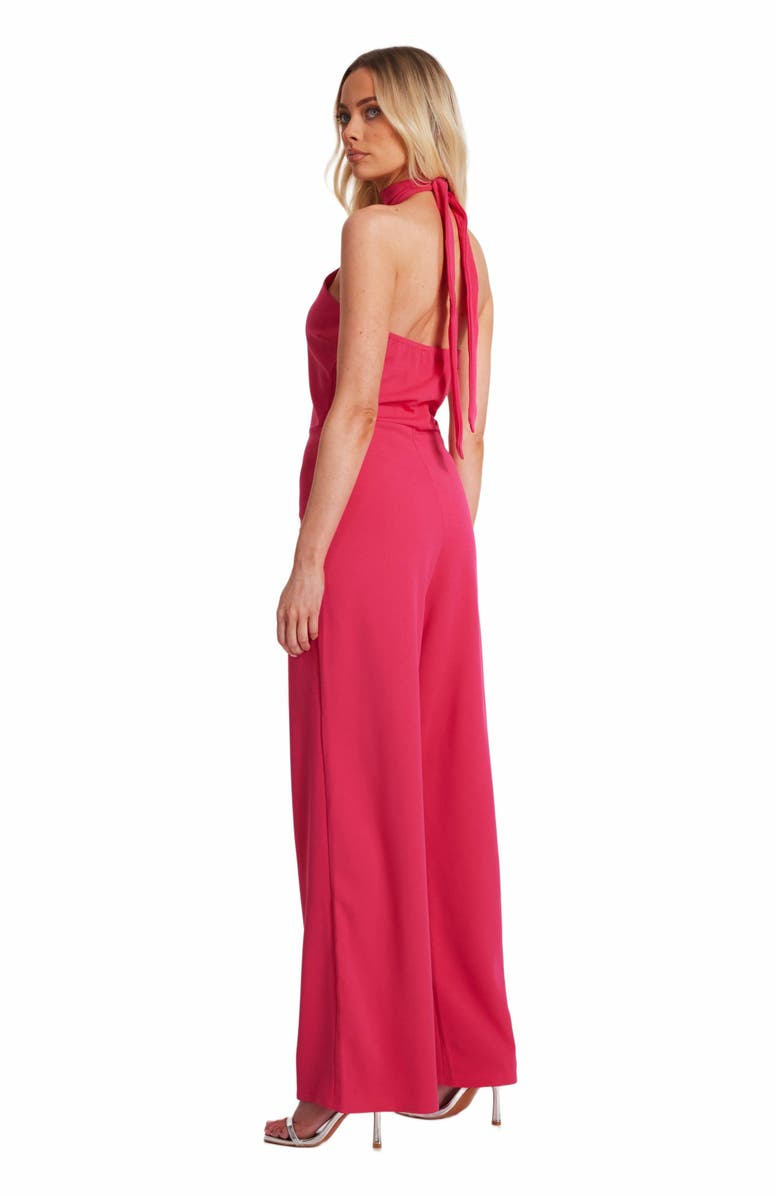 QUIZ Scuba Crepe Halterneck Jumpsuit, Alternate, color, Magenta