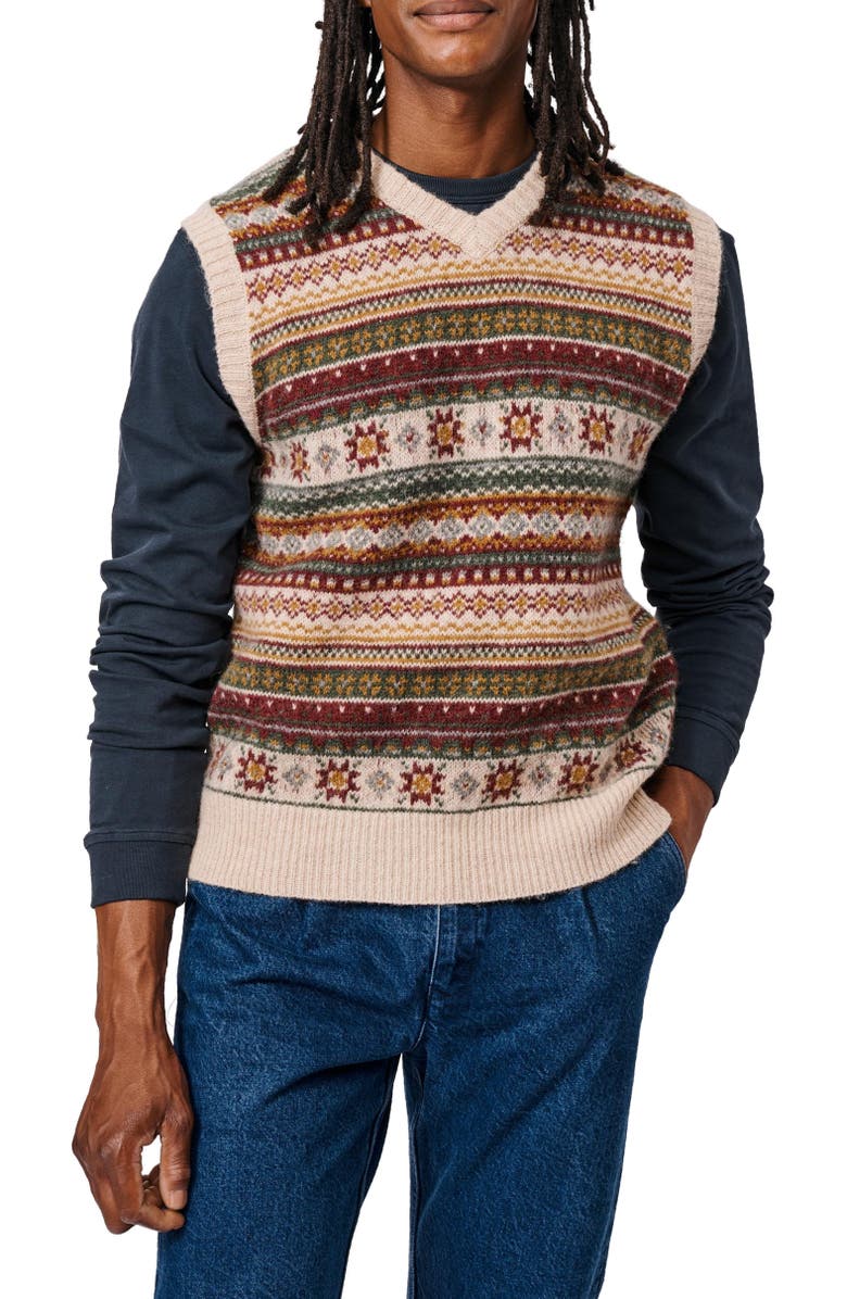 Aubin Fair Isle Slipover Wool Vest, Alternate, color, 