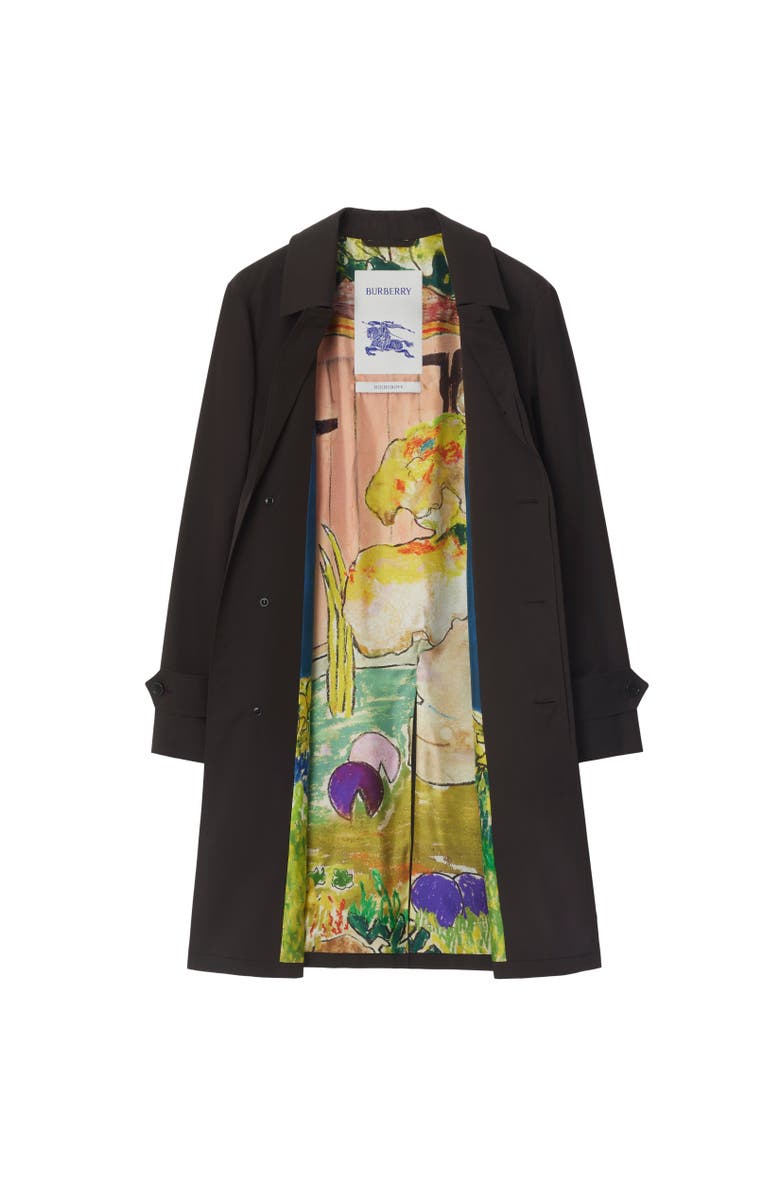 Burberry Long Highgrove Gabardine Car Coat, Alternate, color, Cog Brown