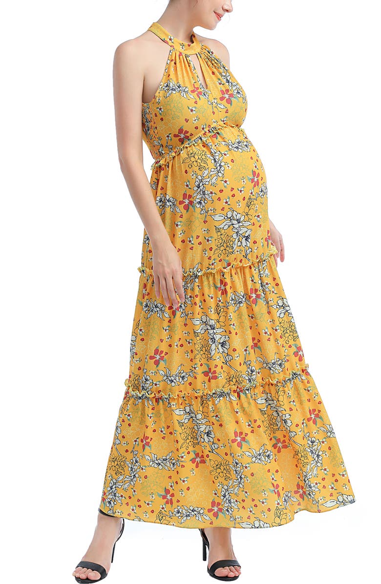 Kimi & Kai Soleil Maternity Floral Print Maxi Dress, Alternate, color, Multicolored