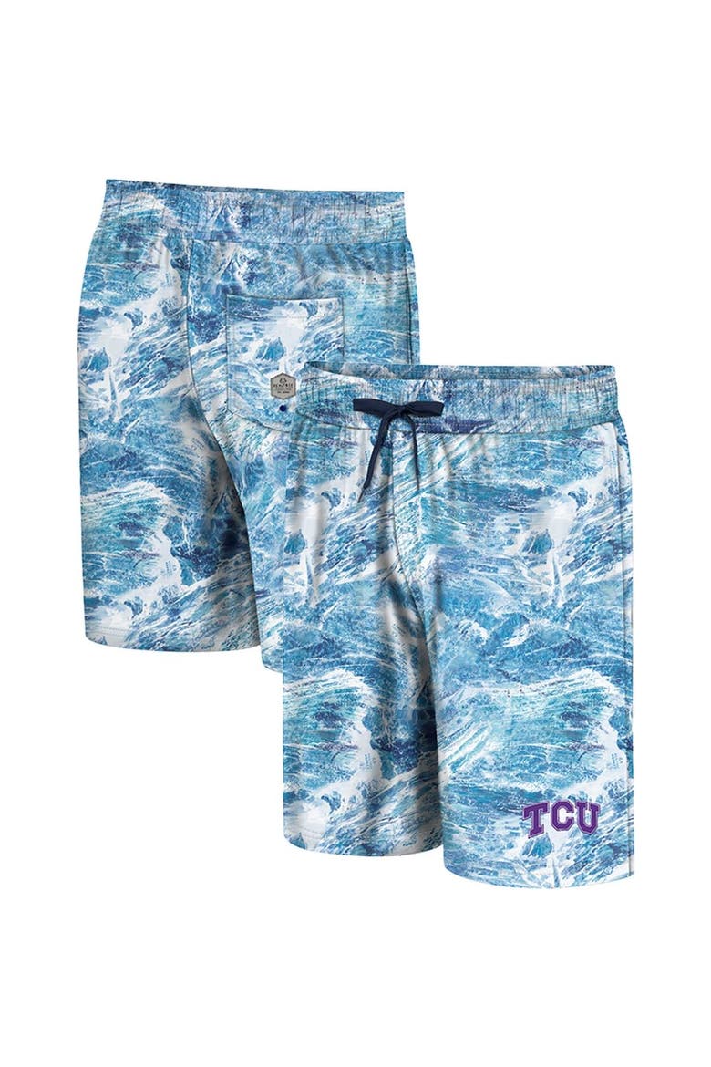 Men's Colosseum Blue TCU Horned Frogs Realtree Aspect Ohana Swim Shorts, Main, color, Blue