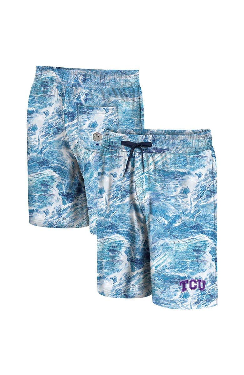 COLOSSEUM Men's Colosseum Blue TCU Horned Frogs Realtree Aspect Ohana Swim Shorts, Main, color, Blue