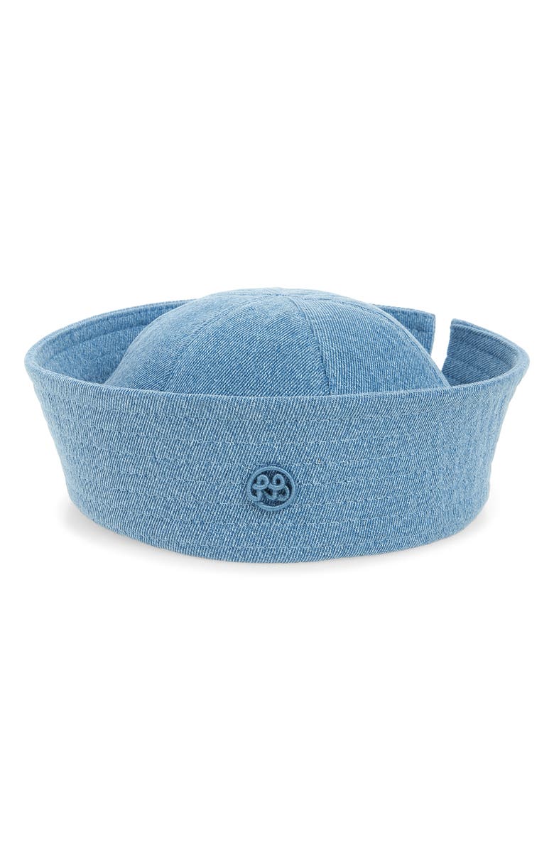 Ruslan Baginskiy Monogram Embellished Denim Sailor Hat, Main, color, Blue