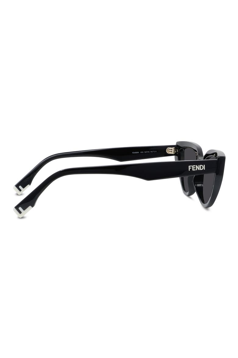 'Fendi Way 52mm Cat Eye Sunglasses, Alternate, color, SHINY BLACK / SMOKE