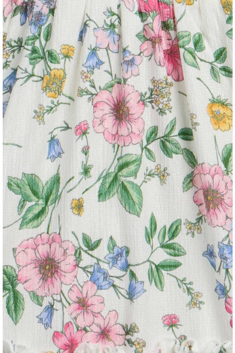 Kids' Floral Smocked Bodice Puff Sleeve Sundress, Alternate, color, IVORY MULTI