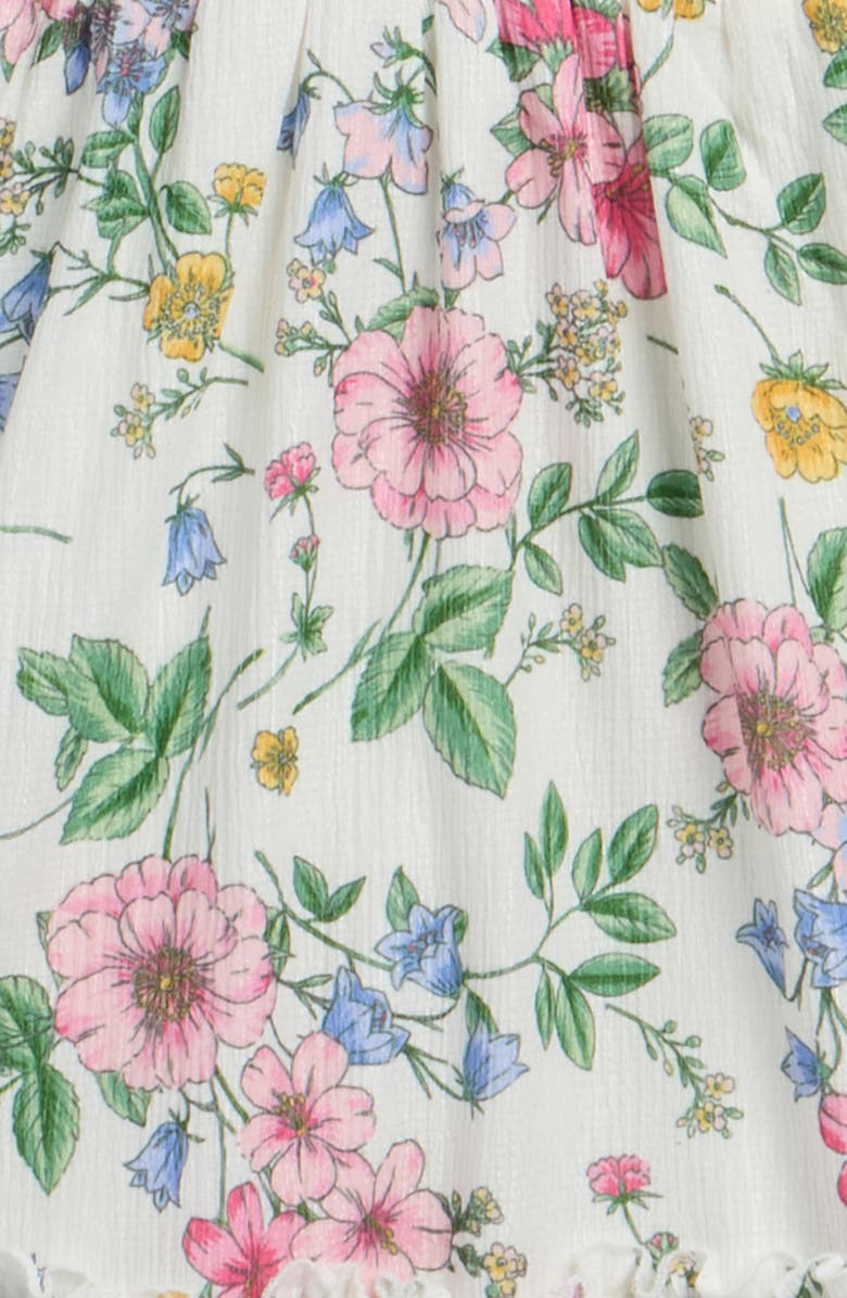 Truly Me Kids' Floral Smocked Bodice Puff Sleeve Sundress, Alternate, color, Ivory Multi